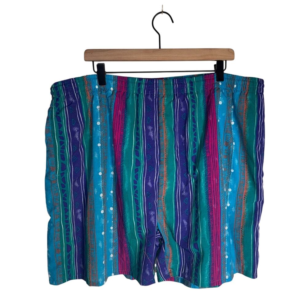 VINTAGE MTO SURF Vibrant Beach Swim Trunks Plus Size- Teal & Pink 2X